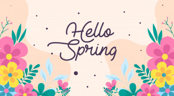 春季花卉字母插画背景