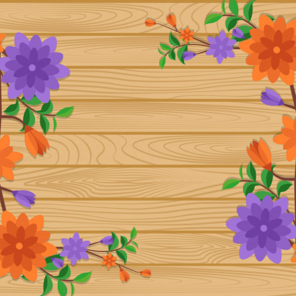 春夏季鲜花盛开大自然景色木板背景素材