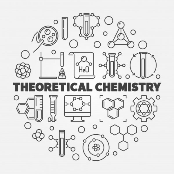 理论化学概念线性图标插画