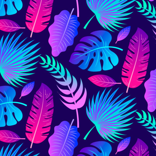 夏季彩色热带植物插画背景