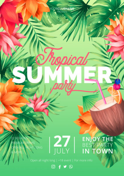 热带夏季派对海报模板