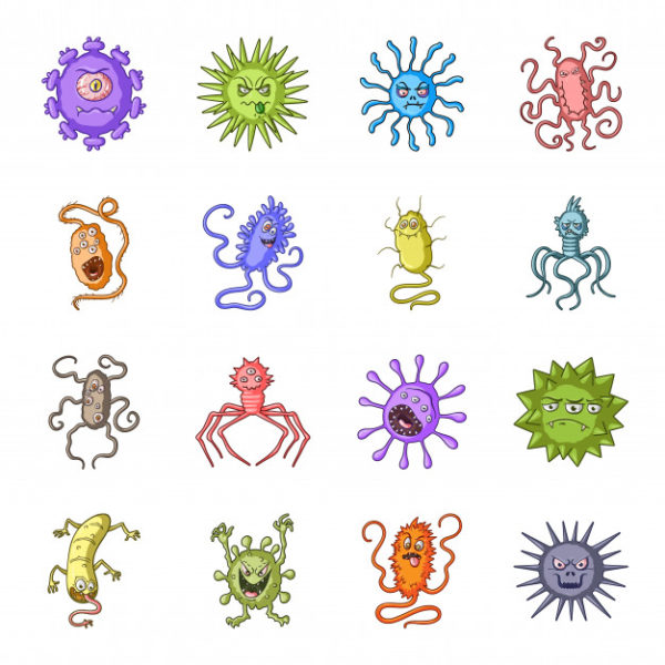 卡通病毒细菌图标插画