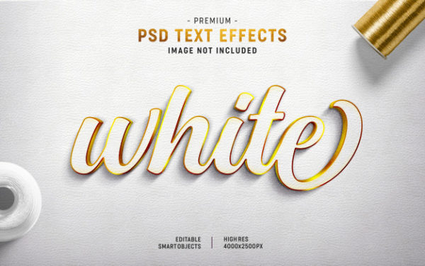 高端白色文本金边字体特效样式[PSD]