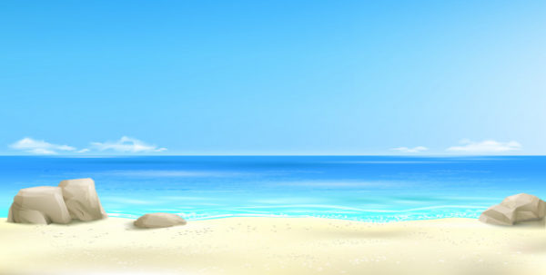广阔的热带海滩景观插画背景