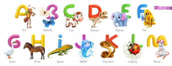 可爱的创意儿童动物字体设计样式