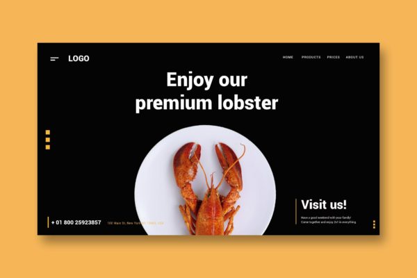 高端餐厅网站网页模板设计（Ai,PSD,XD）