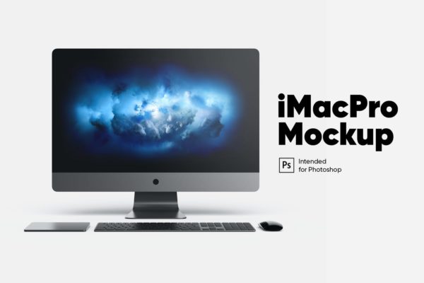 iMac Pro正面前视图UI样机展示模型mockups