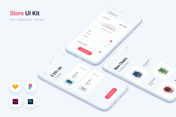 商店和购物移动 App UI Kit 模板下载（PSD,Sketch,Fig,XD）