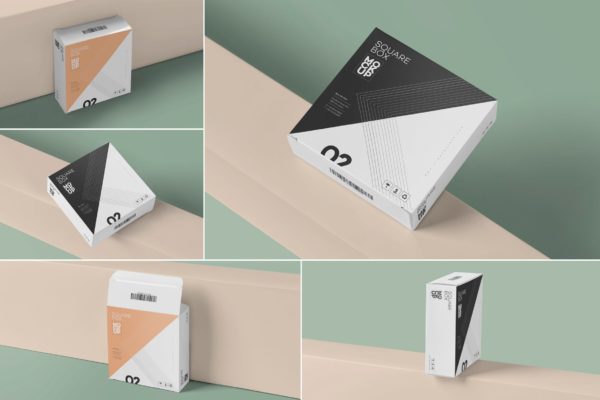 方形瘦版盒子包装设计样机下载 [PSD]