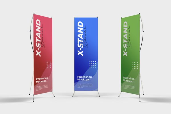 X展架海报设计展示样机下载（PSD）