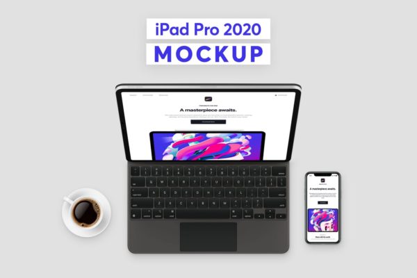 高品质的简约iPad Pro 2020 APP UI样机展示模型mockups