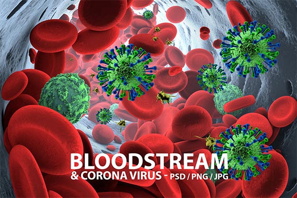 带有冠状病毒的血液血流红细胞背景底纹纹理集合
