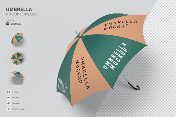 时尚的广告大雨伞设计展示样机下载（PSD）