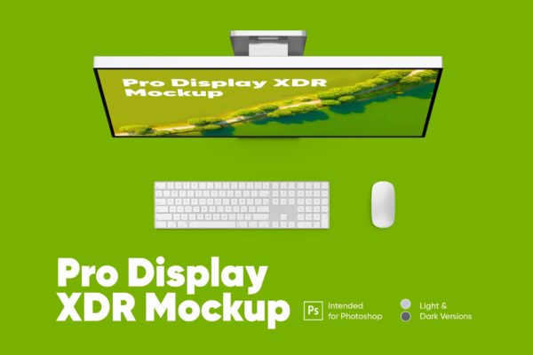 Pro-Display XDR一体机桌面电脑（浅色和深色）样机下载（PSD）