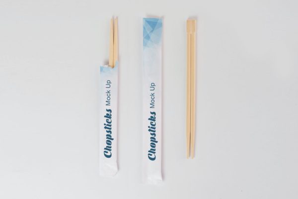 Mockups | 3个PSD细腻精致竹子材质筷子包装模型样机