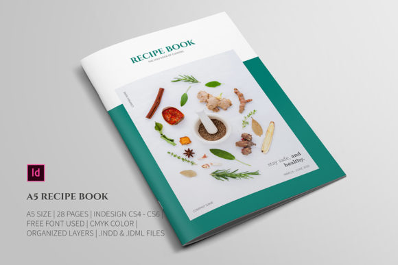 A5规格餐厅食谱菜单杂志设计模板