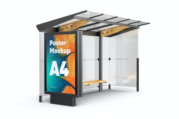 巴士站广告海报画框样机下载（PSD）