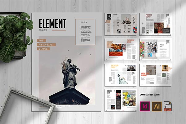 时尚高端多用途时尚杂志宣传册画册品牌手册宣传册房地产楼书杂志设计模板-INDD，AI，EPS，PDF
