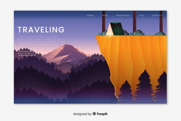 旅游风景插画登录页面设计模板