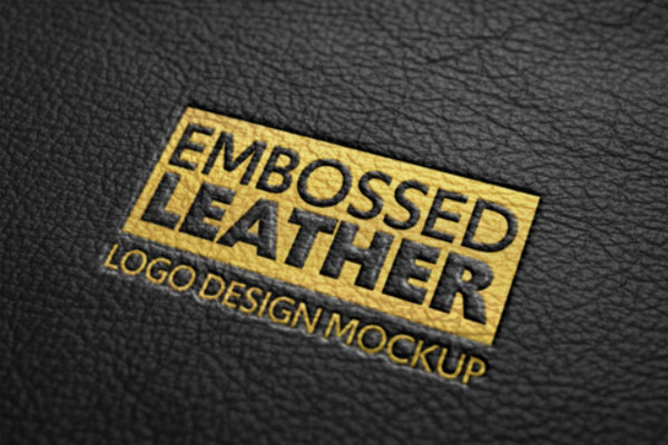 压纹皮革Logo徽标设计样机模板