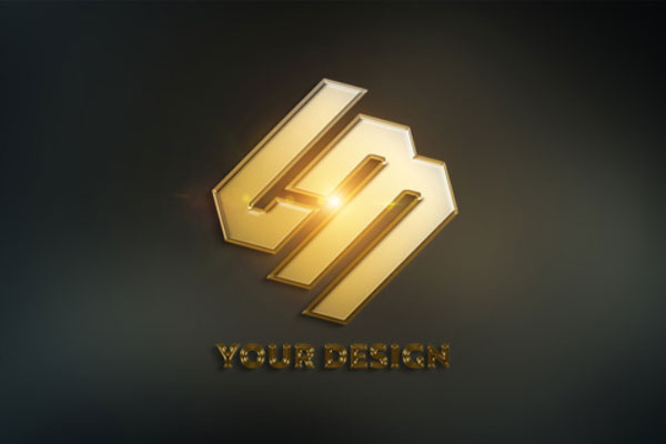 豪华金色企业品牌Logo展示设计样机
