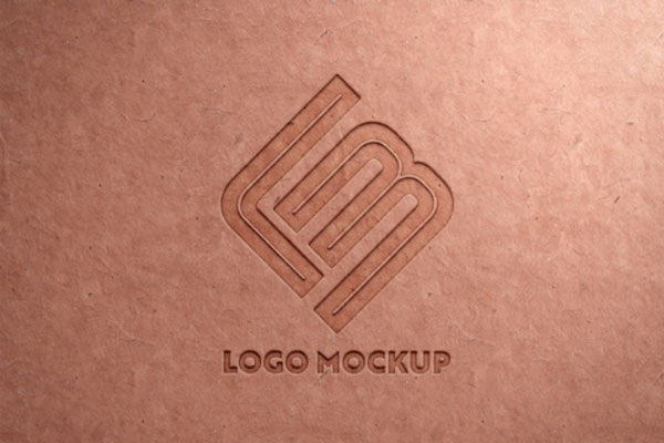 再生纸纹理凹凸浮雕企业品牌徽标Logo样机模板