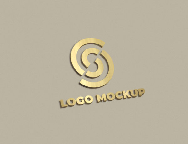 高品质3D金色logo样机[PSD]