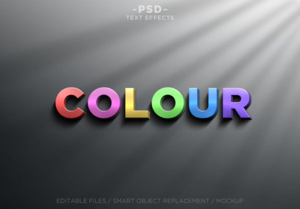 逼真的3D色彩效果样式[PSD]