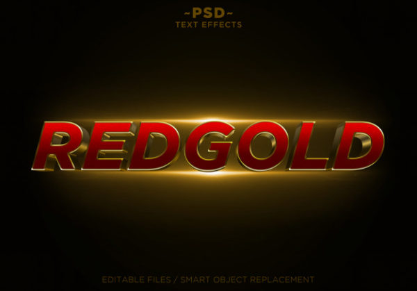 3D金红色闪光黄金效果样式[PSD]