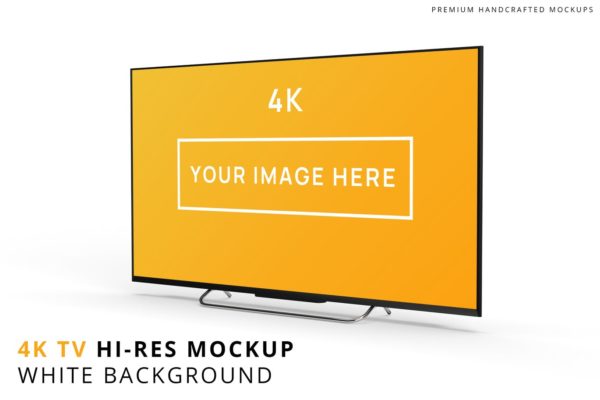 4K电视样机简约白色背景UI样机展示模型mockups