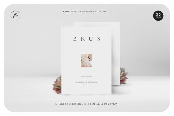 布鲁斯时尚杂志和时装画册模板下载（INDD）