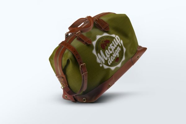 高品质的逼真质感旅行袋背包书包设计VI样机展示模型mockups