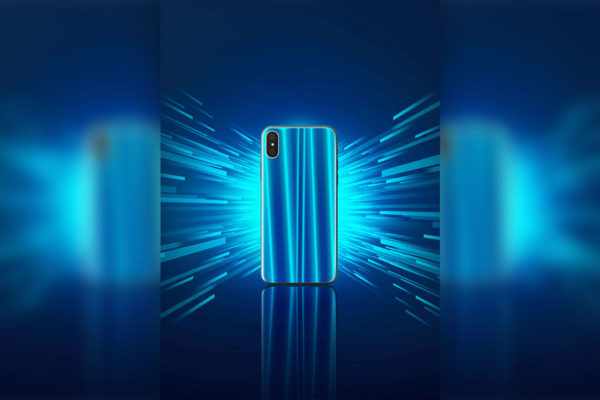 穿梭特效蓝色科技感背景手机品牌推广视觉海报设计