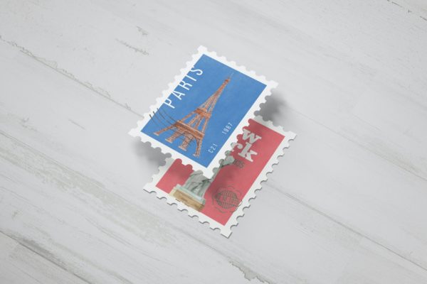 透视角度邮票样机下载（PSD）