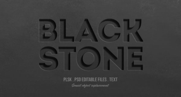 黑色石头雕刻3D文本效果样式[PSD]