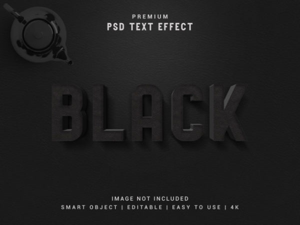 黑色的立体文字效果样式模型[PSD]