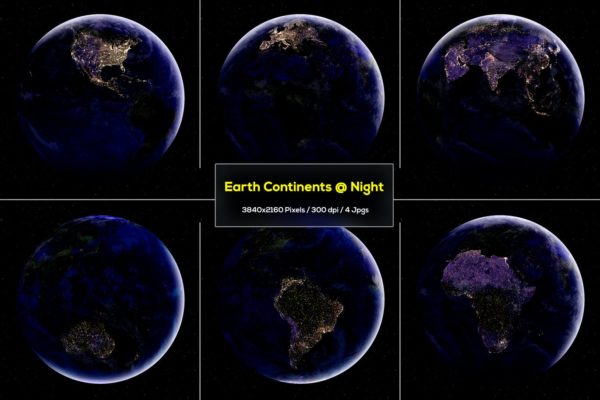 6个天空视角的夜晚地球地平线世界地图背景底纹纹理大集合