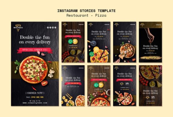 披萨餐厅的Instagram故事海报模板[PSD]