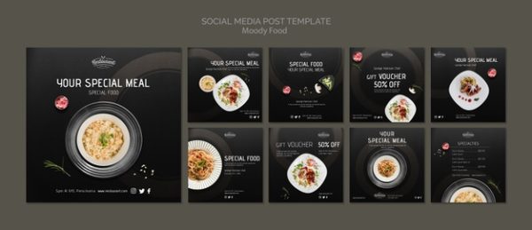 穆迪餐厅社交媒体上发布的模板[PSD]