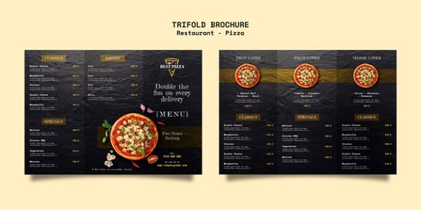 三折页披萨店菜单设计模板[PSD]