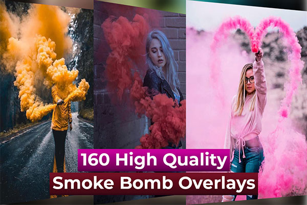 160个彩色烟雾弹照片叠加层JPG图片素材