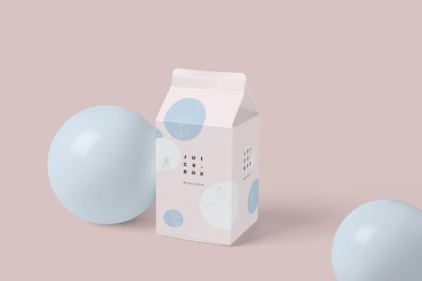 小型果汁/牛奶包装盒模型样机（PSD）