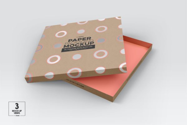 假的方形纸盒和盖子样机（PSD）