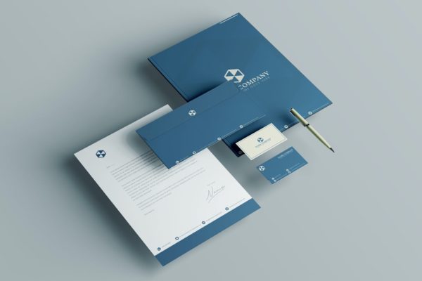 优雅淡蓝色配色的高品质专业企业形象VI设计模板-AI，EPS
