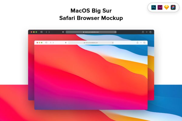 MacOS Big Sur 版的Safari浏览器样机下载（PSD）