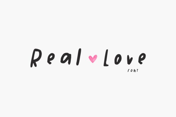 可爱的清新时尚简约手绘英文题字体-Real Love