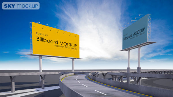 高速公路旁的广告牌模型