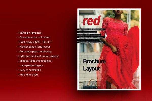 红色主题宣传册杂志设计模板