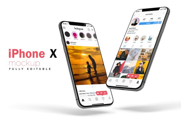 iPhone X 灵活角度设计展示样机（PSD）