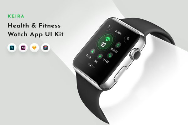 凯拉健身与健康数据监控 Apple Watch 应用UI模板（FIG,PSD,SKETCH,XD）